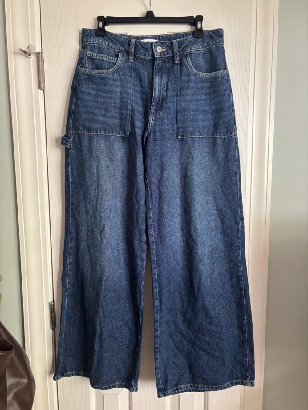 Forever 21 Dark Blue Wide Leg Carpenter Jeans